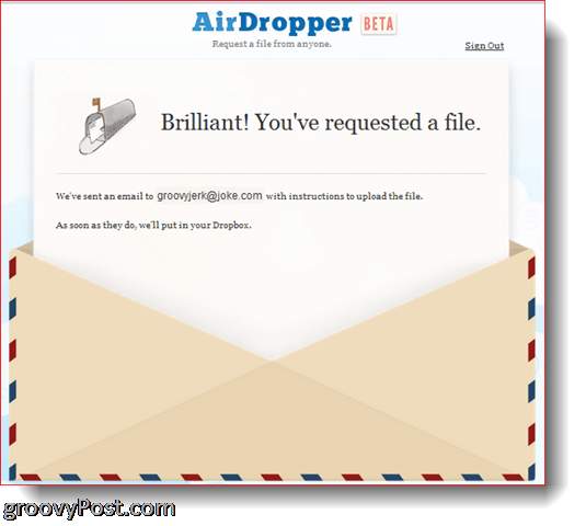 AirDropper Dropbox - फ़ाइल भेजी गई है