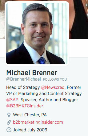 माइकल ब्रेनर का ट्विटर प्रोफाइल बायो