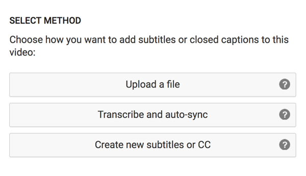 अपनी अनुवादित कैप्शन फ़ाइल को अपलोड करने का विकल्प चुनें।