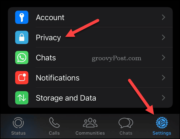 iPhone पर WhatsApp प्राइवेसी सेटिंग्स खोलें