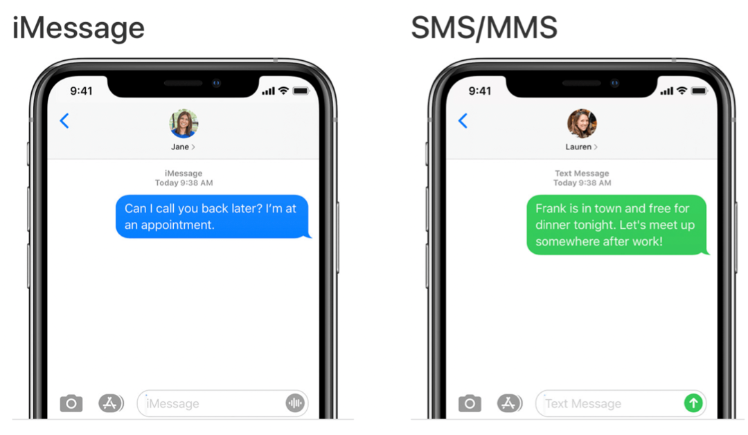 MacOS बिग सुर iMessage बनाम एसएमएस में संदेश