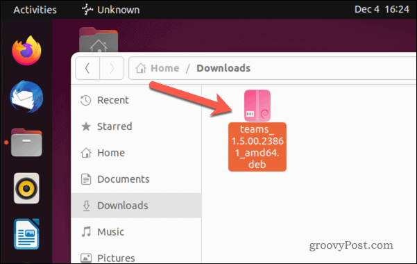 Ubuntu पर Microsoft Teams स्थापना फ़ाइल खोलें