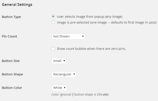 Pinterest Pin It बटन अनुकूलन विकल्पों की एक विस्तृत श्रृंखला प्रदान करता है।