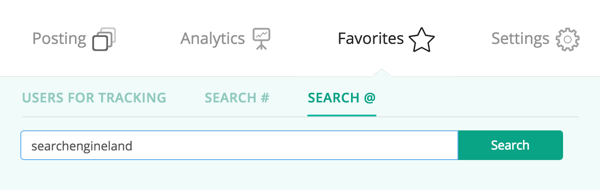 खोज में जोड़ने के लिए खाते का उपयोगकर्ता नाम दर्ज करें
