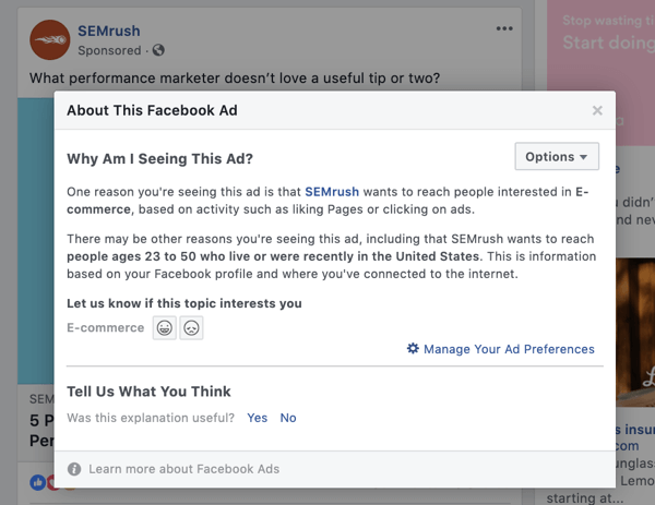 अपने प्रतिद्वंद्वियों के फेसबुक विज्ञापनों पर शोध करें।