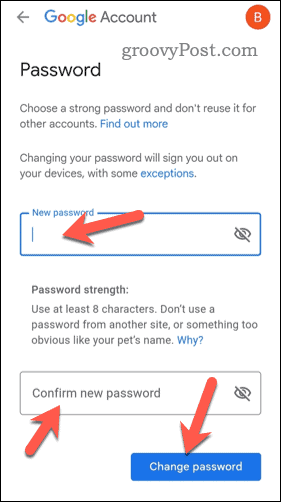 जीमेल पासवर्ड बदलें