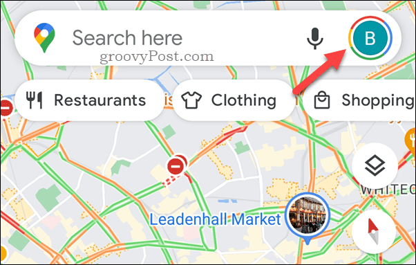 Google मानचित्र प्रोफ़ाइल आइकन टैप करें