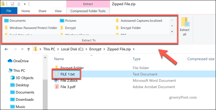 Windows फ़ाइल एक्सप्लोरर में एक ज़िप फ़ाइल से एक अलग फ़ाइल निकालना