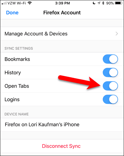 IOS के लिए फ़ायरफ़ॉक्स में ओपन टैब को सक्षम करें