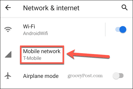 Android मोबाइल नेटवर्क सेटिंग्स