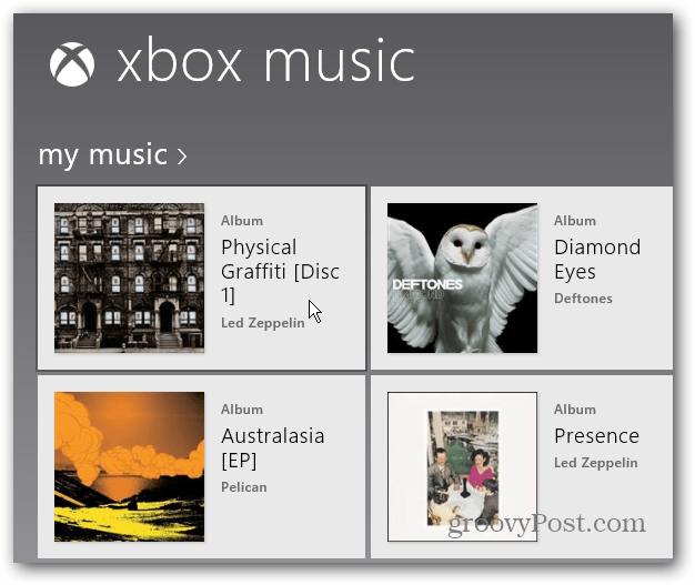 एल्बम Xbox संगीत चुनें