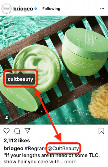 इंस्टाग्राम पोस्ट @briogeo द्वारा एक पोस्ट टैग और कैप्शन @mention for @cultbeauty दिखा रहा है, जिसका उत्पाद छवि में दिखाई देता है