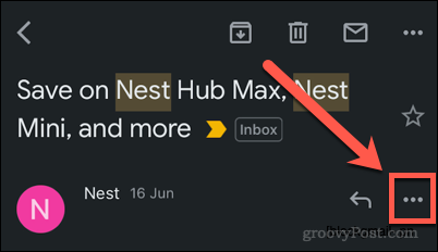 जीमेल ऐप में थ्री-डॉट्स मेनू आइकन