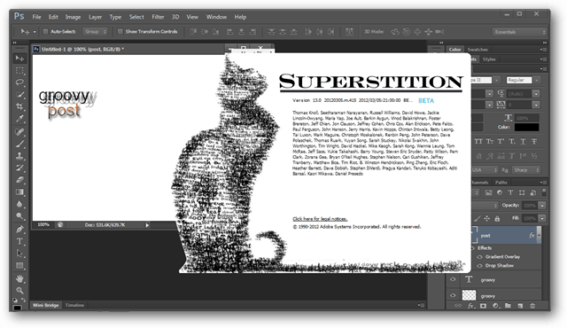 फ़ोटोशॉप सीएस 6 बिल्ली स्क्रीन