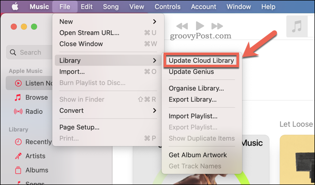 Mac Music ऐप में Apple Music क्लाउड संग्रह को अपडेट करना