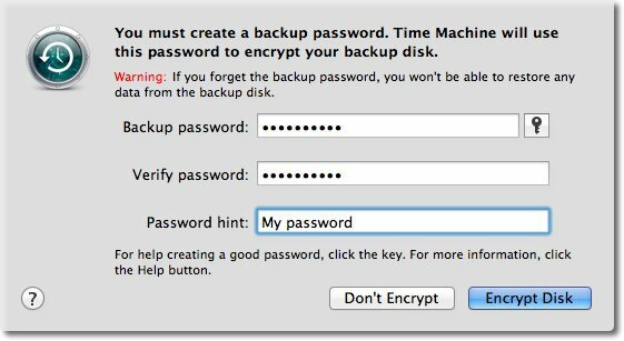 एन्क्रिप्शन पासवर्ड डालें