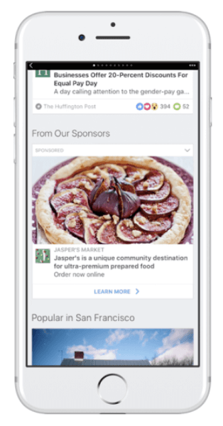 फेसबुक इंस्टेंट आर्टिकल्स पर विज्ञापन के अवसरों का विस्तार करता है।