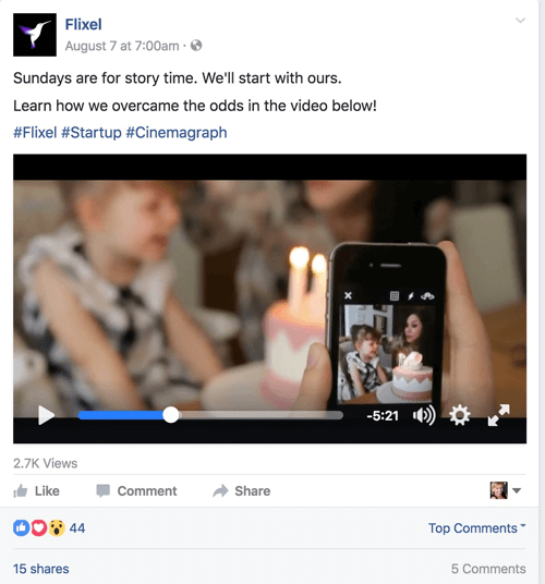 flixel फेसबुक वीडियो विज्ञापन