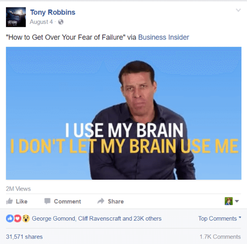 टोनी रॉबिन्स फेसबुक पोस्ट