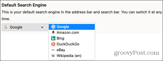 फ़ायरफ़ॉक्स डिफ़ॉल्ट खोज इंजन