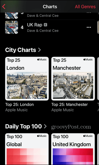 ऐप्पल संगीत चार्ट स्थानीय शहर