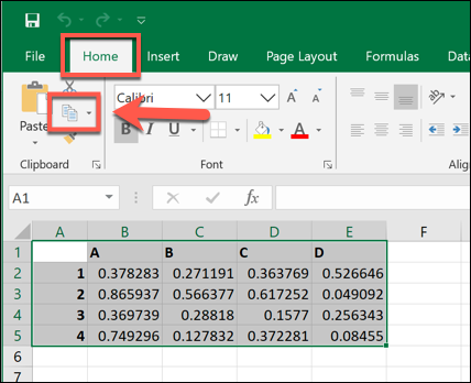 Microsoft Excel में चयनित डेटा की प्रतिलिपि बनाना