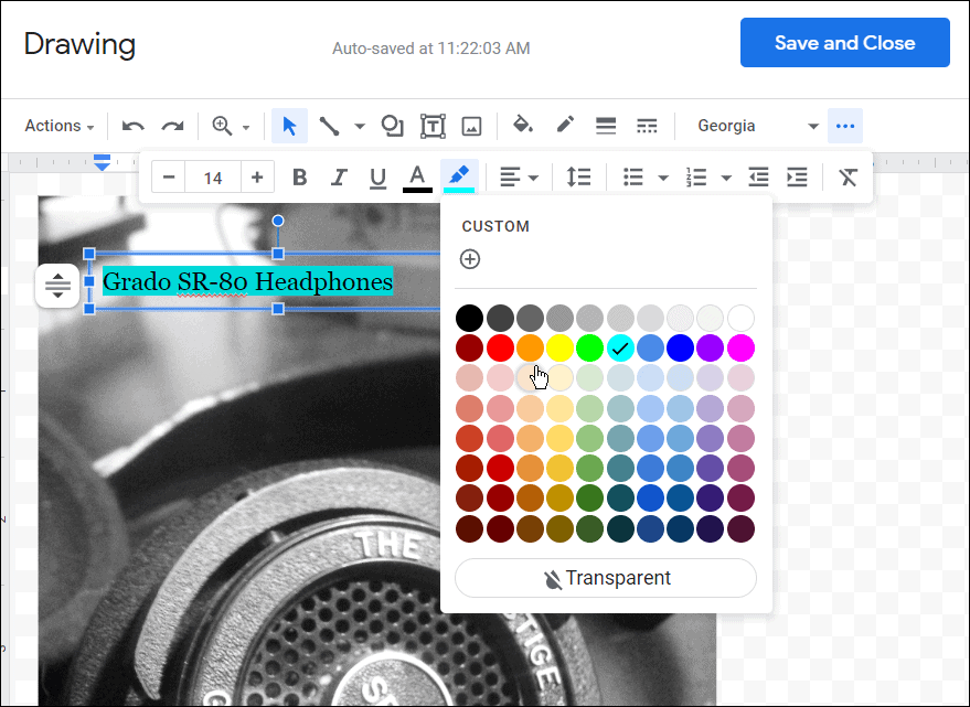 फ़ॉन्ट रंग आदि Google डॉक्स में छवियों को कैसे परत करें