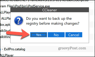 CCleaner का उपयोग करके Windows रजिस्ट्री का बैकअप लेना
