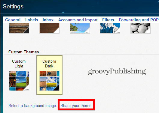 जीमेल कस्टम थीम्स अपने विषय साझा करें
