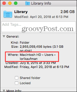 मैक पर लाइब्रेरी फ़ोल्डर स्थान