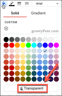 Google डॉक्स में एक पारदर्शी भरण रंग चुनना