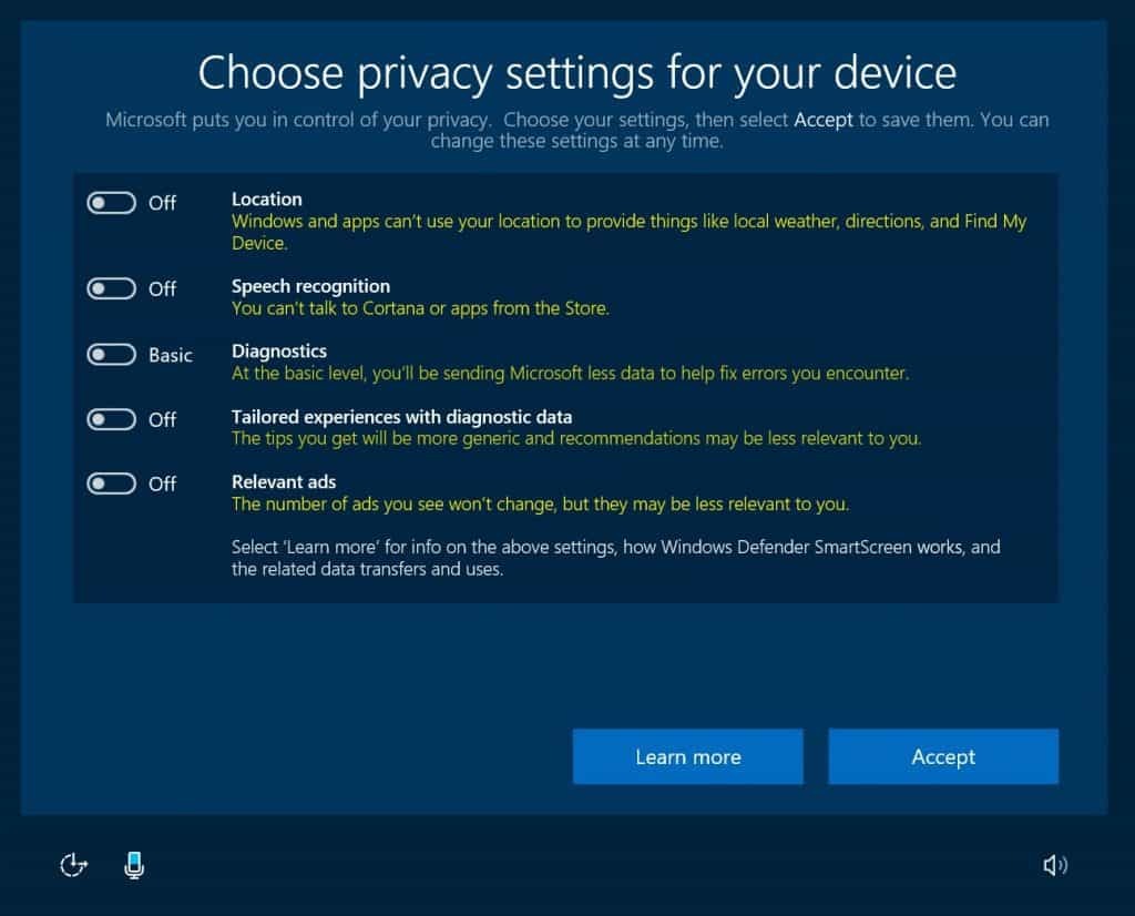 Microsoft नई गोपनीयता डैशबोर्ड की घोषणा करता है और विंडोज 10 क्रिएटर्स अपडेट में विवादास्पद "एक्सप्रेस सेटिंग्स" को हटा देता है
