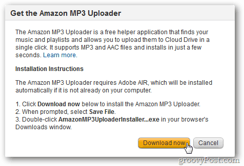 Amazon MP3 अपलोडर स्थापित करें