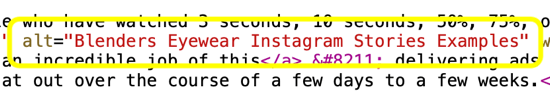 Instagram पोस्ट में ऑल्ट टेक्स्ट कैसे जोड़ें, html कोड के भीतर ऑल्ट टेक्स्ट का उदाहरण