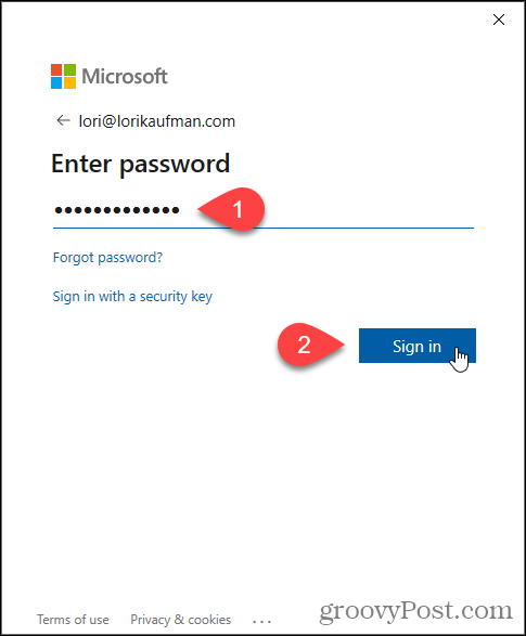 माइक्रोसॉफ्ट ईमेल के लिए पासवर्ड दर्ज करें