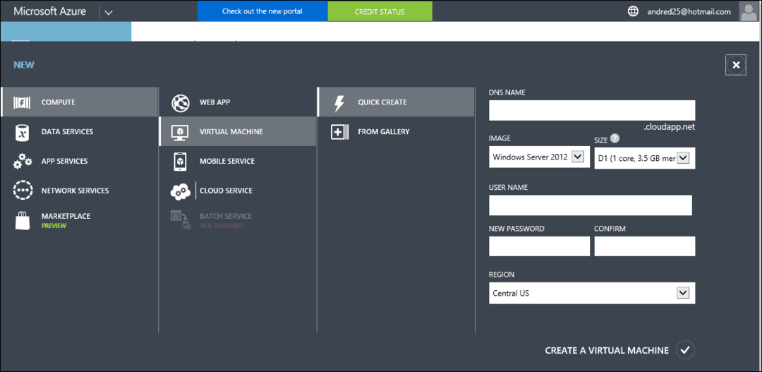 Microsoft Azure के साथ आरंभ करें - अपनी पहली वर्चुअल मशीन बनाएँ