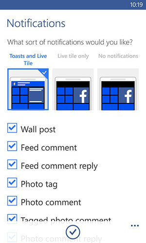 विंडोज़ नोटिफिकेशन विकल्पों के लिए फेसबुक ऐप
