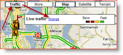 लाइव ट्रैफ़िक के लिए Google मैप्स ट्रैफ़िक परिवर्तन विकल्प