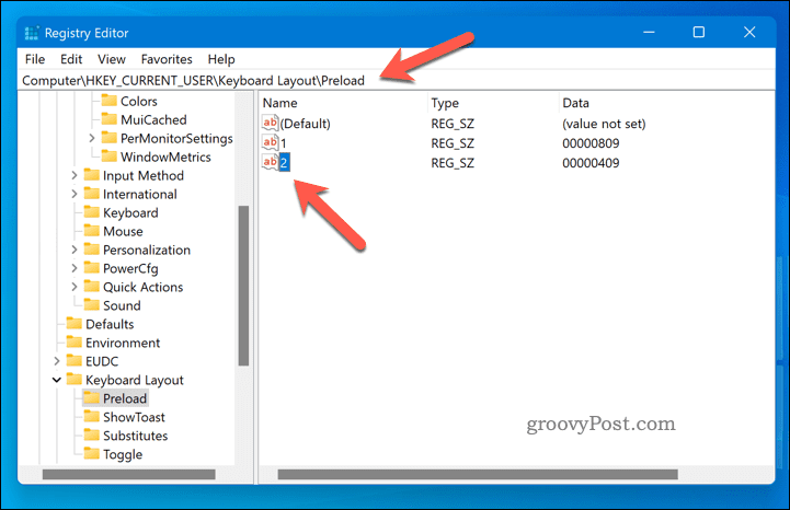 Windows 11 पर regedit का उपयोग करके कीबोर्ड लेआउट हटाएं