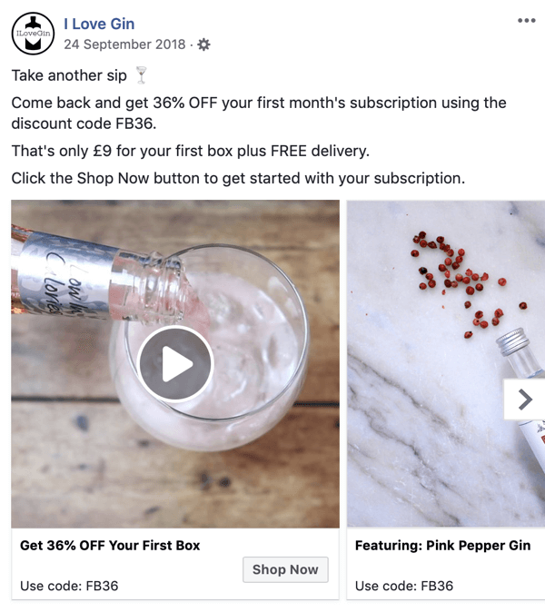 I Love Gin द्वारा Facebook क्रिएटिव विज्ञापन, चरण 8, विज्ञापन क्रिएटिव का उदाहरण कैसे बनाएं