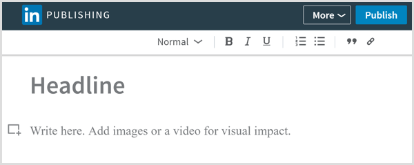 लिंक्डइन प्रकाशन उपकरण लंबे रूप के लेख लिखने के लिए