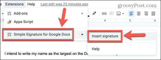 Google डॉक्स ऐड ऑन से हस्ताक्षर डालें