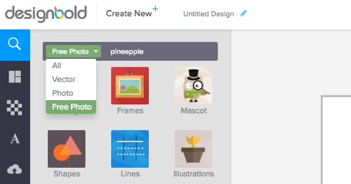 DesignBold में एक मुफ्त पृष्ठभूमि तस्वीर के लिए खोजें।