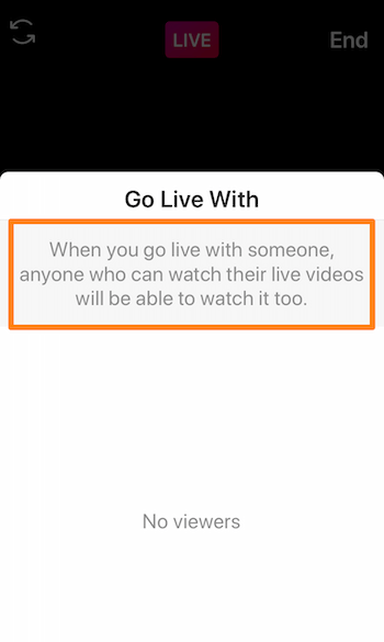 इंस्टाग्राम लाइव का संदेश संदेश दिखा रहा है, जब आप किसी के साथ लाइव होते हैं, तो कोई भी व्यक्ति जो उनके लाइव वीडियो देख सकता है, वह भी इसे देख पाएंगे।