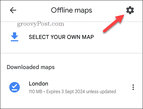 ऑफ़लाइन Google मानचित्र मानचित्रों के लिए सेटिंग्स