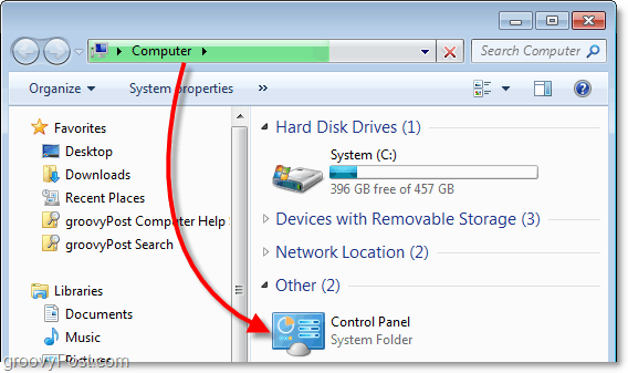 विंडोज 7 में मेरे कंप्यूटर से कंट्रोल पैनल देखें