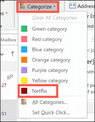 Outlook में रंग श्रेणी को मैन्युअल रूप से सेट करें