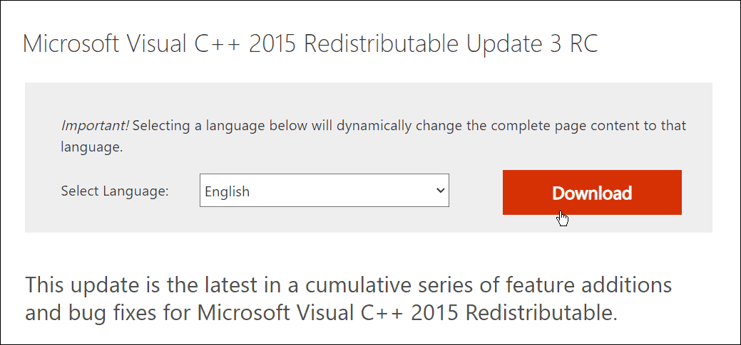 Microsoft विज़ुअल C++ पुनर्वितरण योग्य डाउनलोड करें
