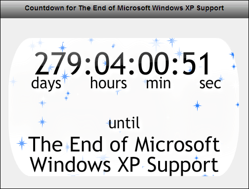 Windows XP समर्थन उलटी गिनती