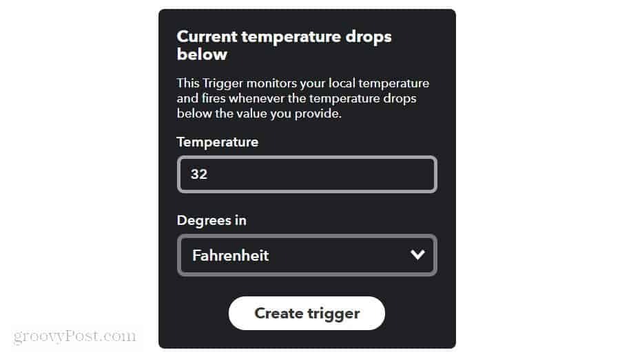 ifttt में मौसम के तापमान की सीमा निर्धारित करना